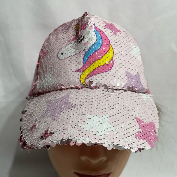 Youth flip sequin unicorn baseball cap hat excellent condition - Picture 9 of 10